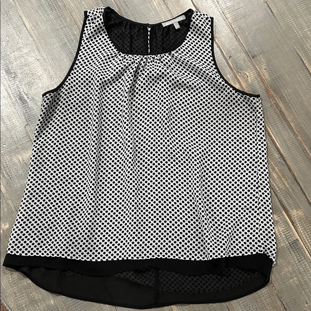 Black and White Polka Dot Sleeveless Top